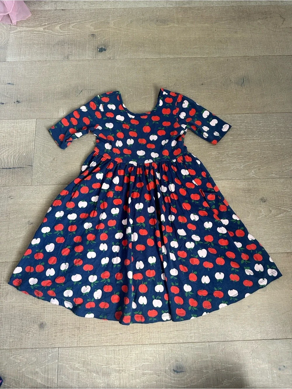 Hanna Andersson Navy Dress with Red & Pink Fruit Motif